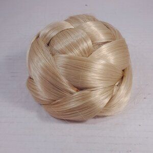 Mona Lisa braided bun hair piece wig light blonde blond hairpiece modacrylic